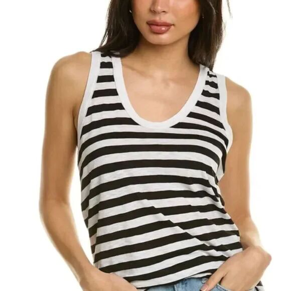 Michael Stars Striped Tank In Black and White | Size S - Picture 1 of 10